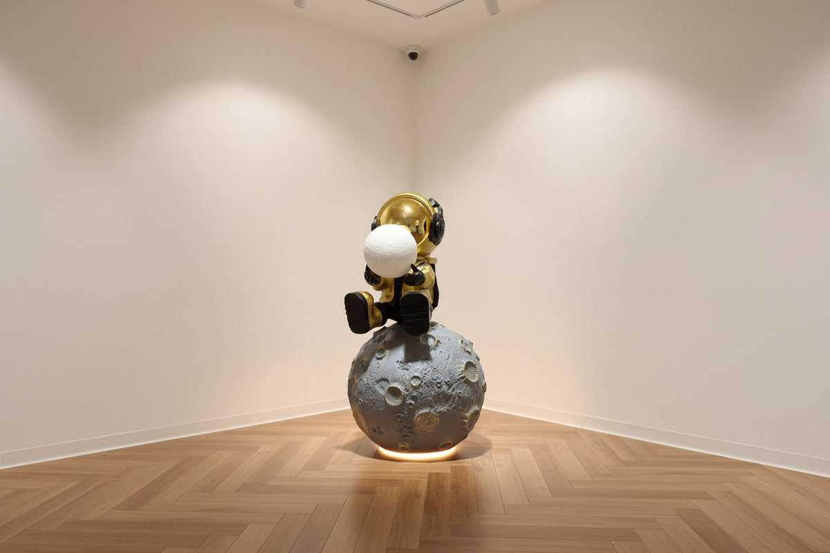 man moon sitting gold