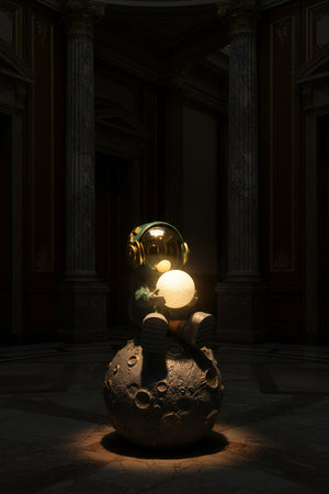 Moon Man Sitting 110 cm | Astronauta sulla Luna Luminoso