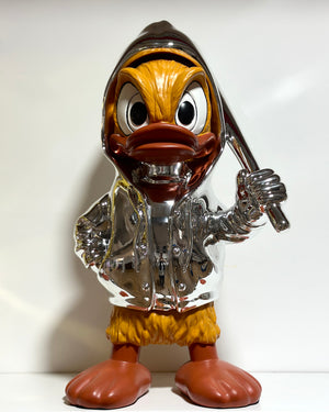 Paperino Silver 57 cm -Scultura Pop Art