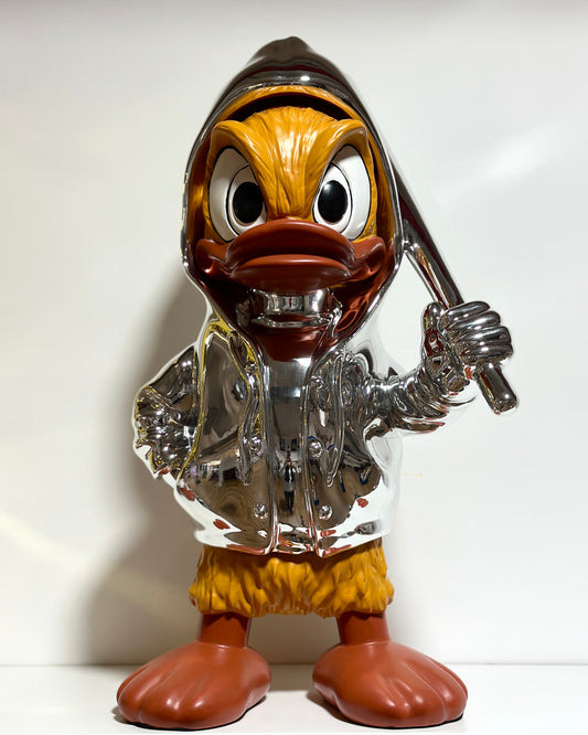 Paperino Silver 57 cm -Scultura Pop Art