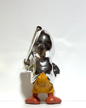 Paperino Silver 37 cm – Scultura Pop Art