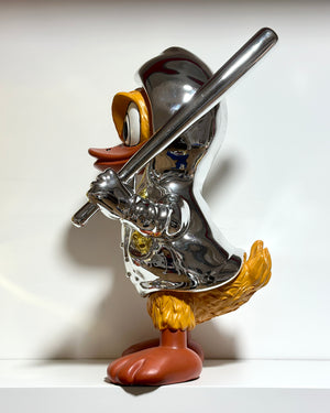 Paperino Silver 57 cm -Scultura Pop Art