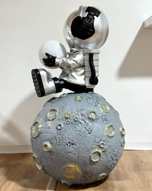man moon sitting silver