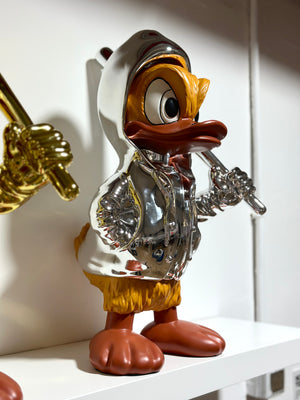 Paperino Silver 57 cm -Scultura Pop Art